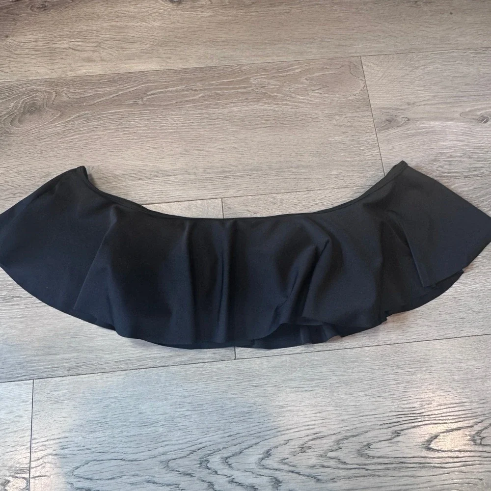 Unbranded Women Black Ruffle Off-the-Shoulder Bikini Top Size Medium M